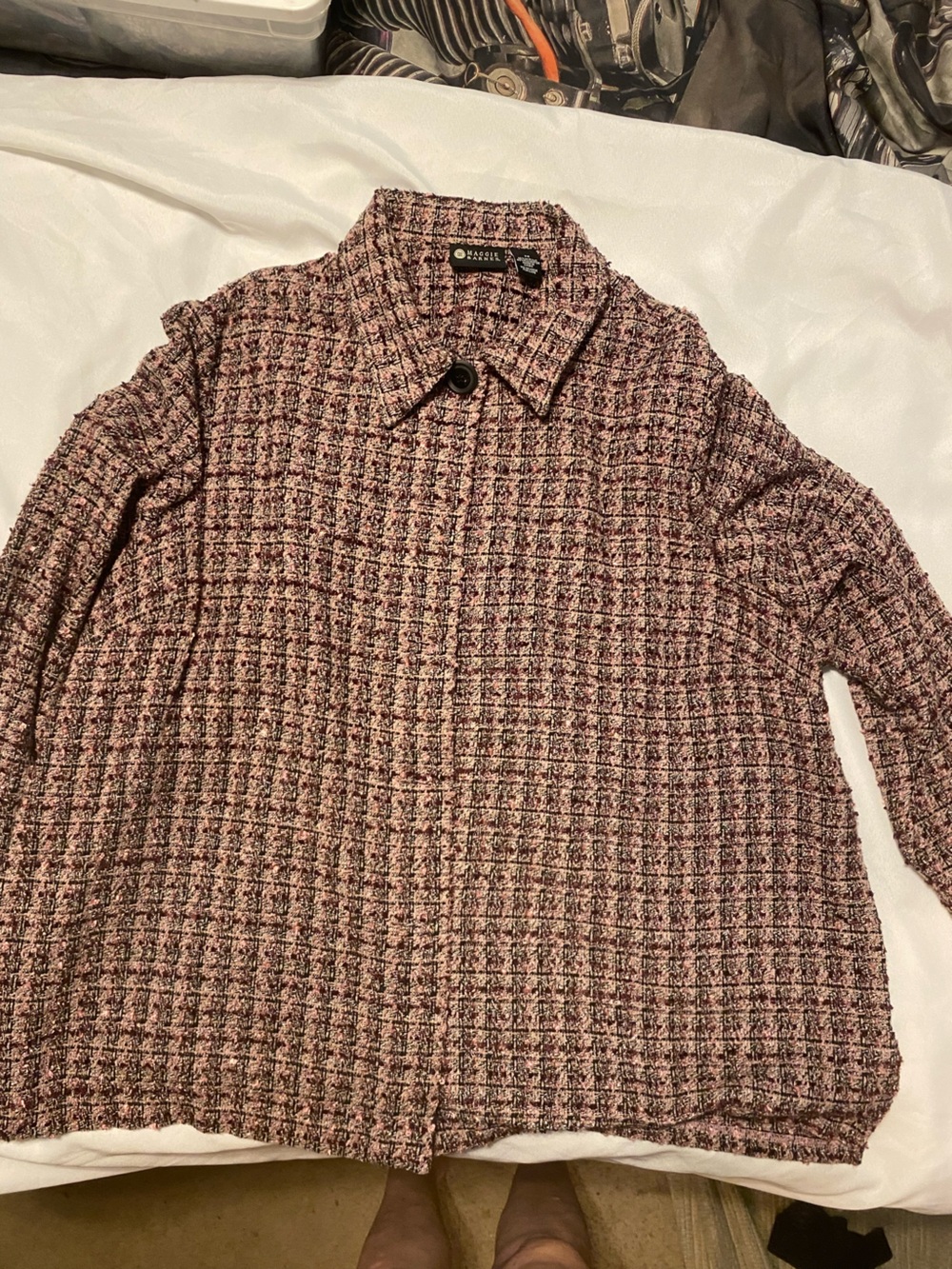 Maggie Barnes Pink Textured Button-Up Blazer Jacket